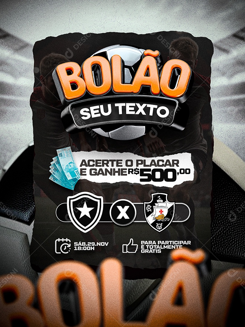 Bolão Premiado Acerte o Placar Social Media PSD Editável