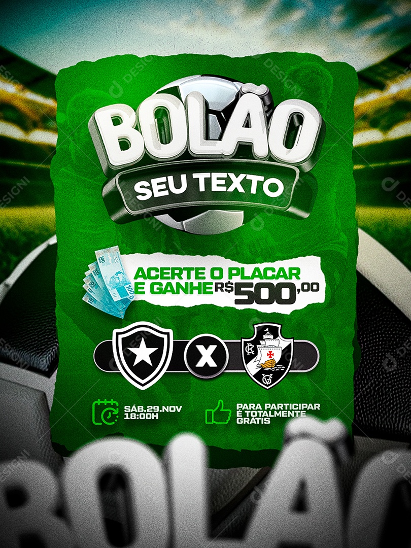 Bolão Premiado Acerte o Placar Social Media PSD Editável