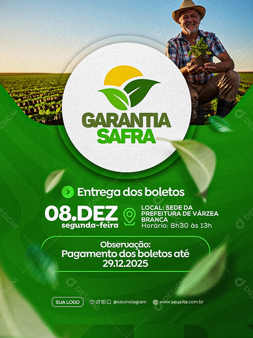 Garanta Safra Entrega de Boletas Social Media PSD Editável