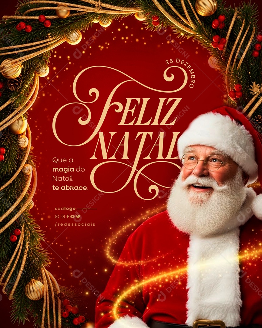 Feliz Natal 25 de Dezembro Social Media PSD Editável