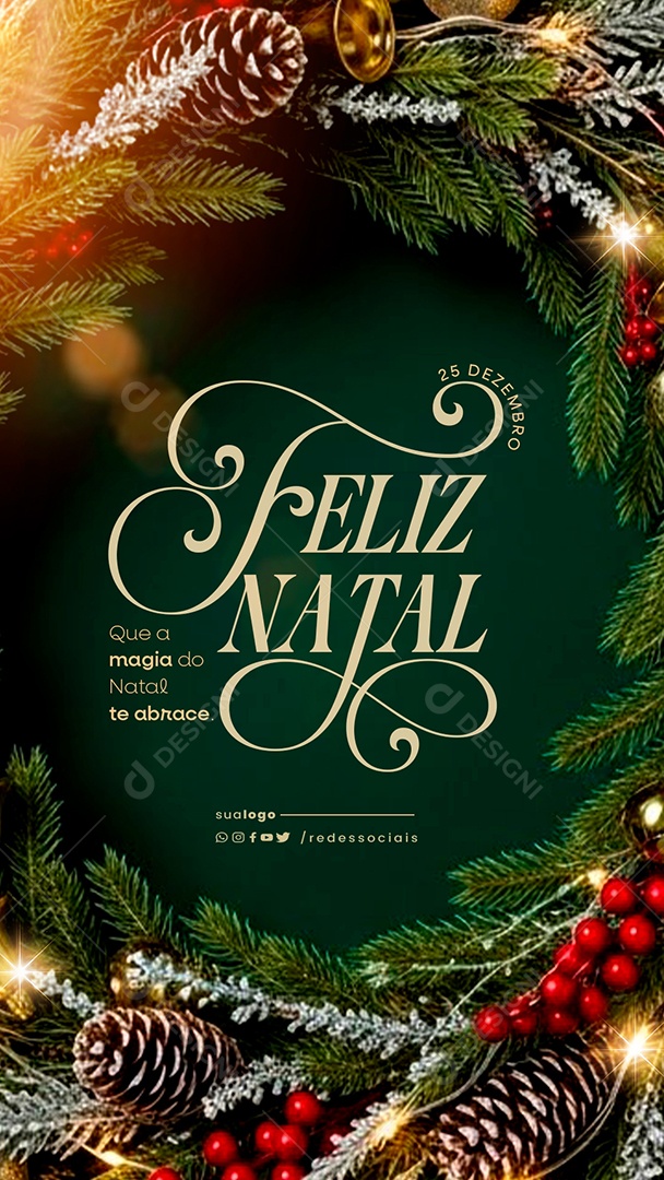 Story Feliz Natal 25 de Dezembro Social Media PSD Editável