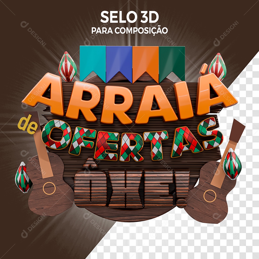 Arraiá de Ofertas Selo 3D Ôxe para Composição PSD