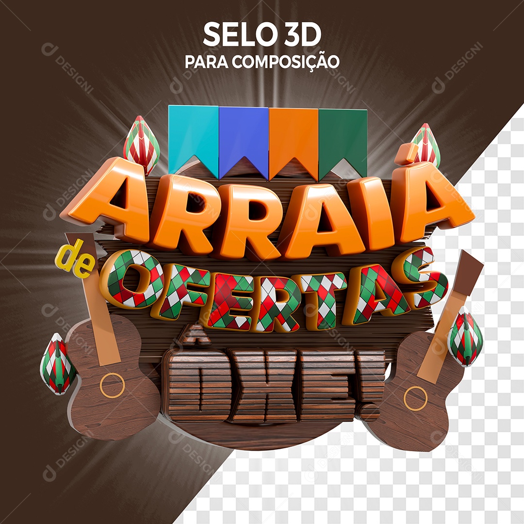 Arraiá de Ofertas Selo 3D Ôxe para Composição PSD