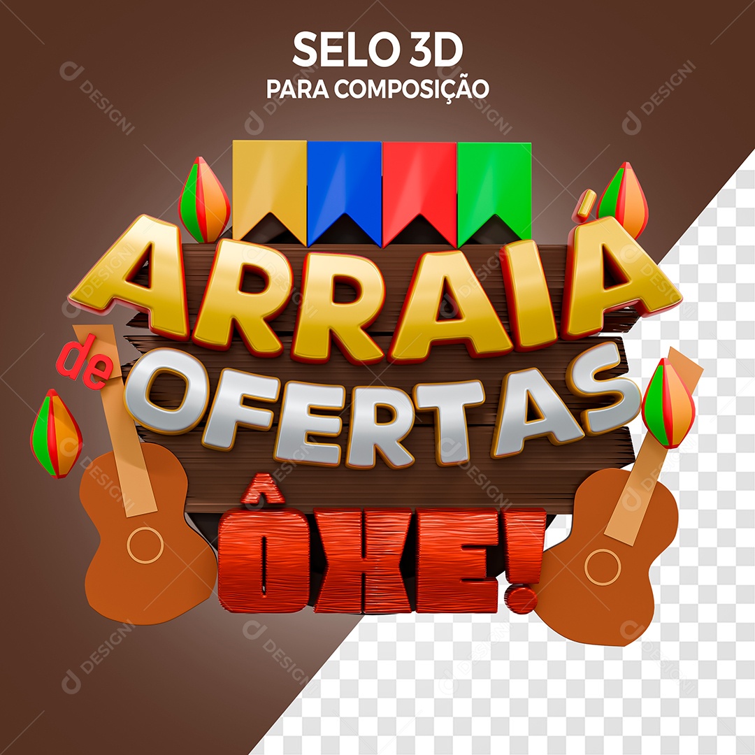 Arraiá de Ofertas Selo 3D Ôxe para Composição PSD
