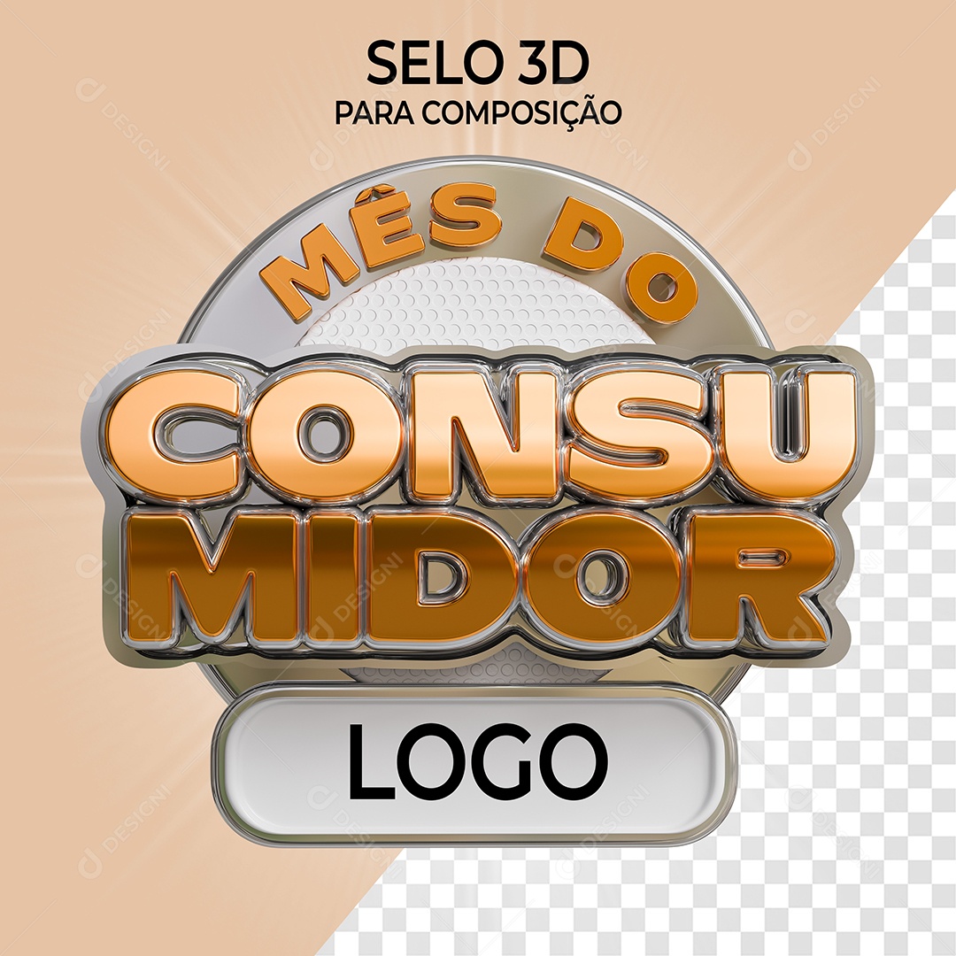 Mês do Consumidor Selo 3D para Composição PSD