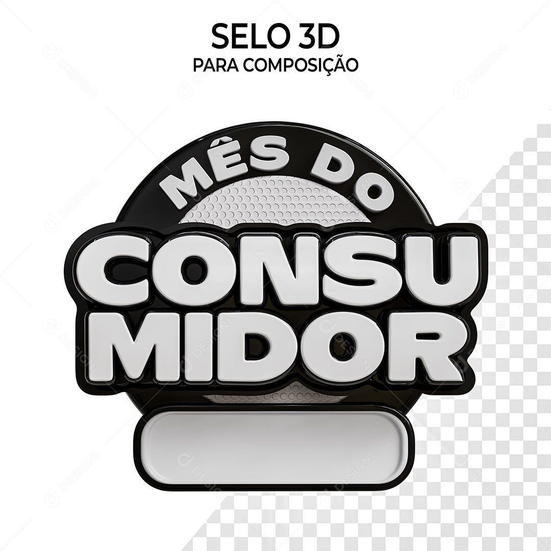 Mês do Consumidor Selo 3D para Composição PSD