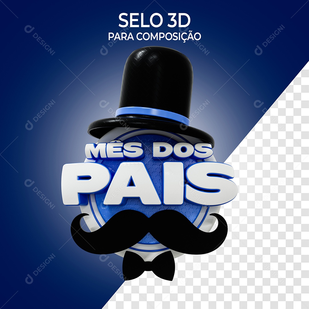 Mês dos Pais Selo 3D para Composição PSD