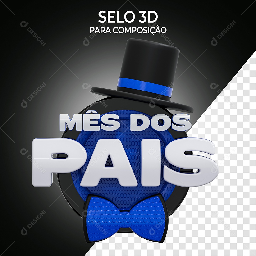 Mês dos Pais Selo 3D para Composição PSD