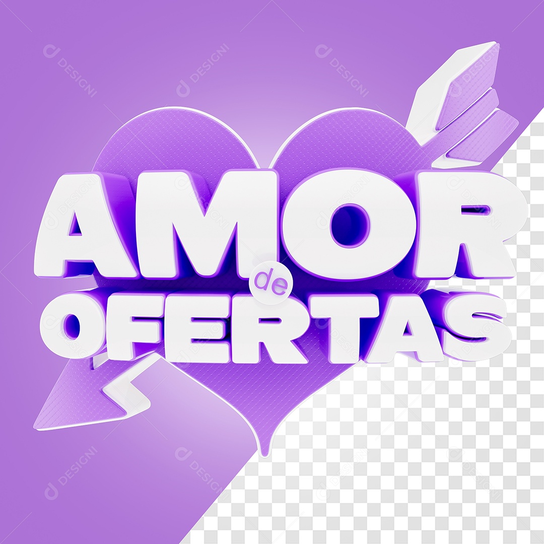 Amor de Ofertas Selo 3D Roxo para Composição PSD