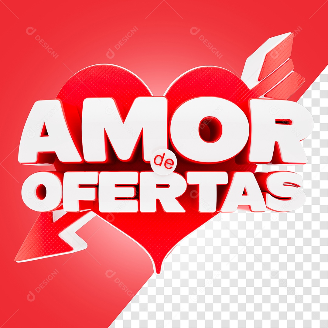 Amor de Ofertas Selo 3D para Composição PSD