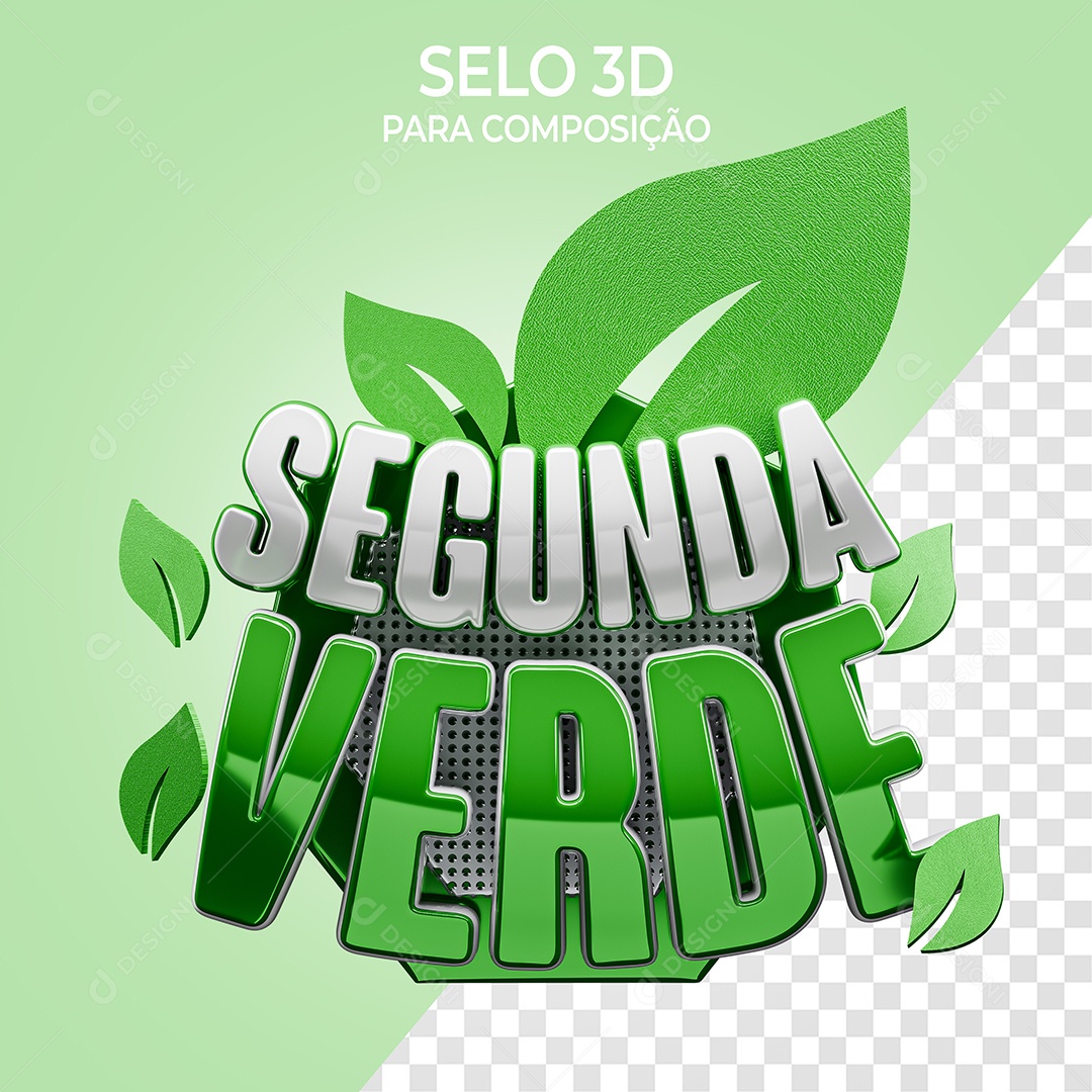 Segunda Verde Selo 3D para Composição PSD