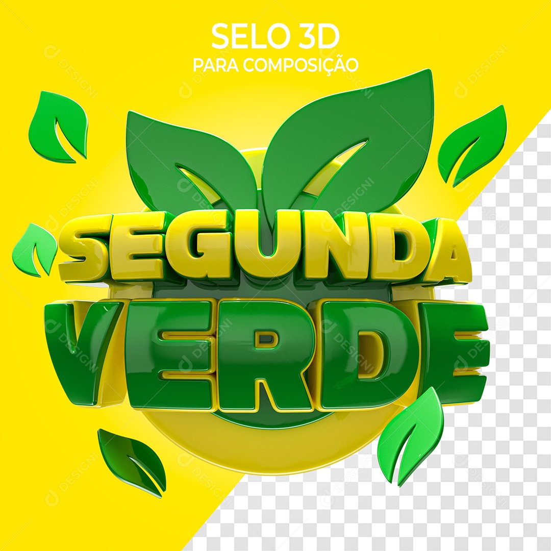 Segunda Verde Selo 3D para Composição PSD