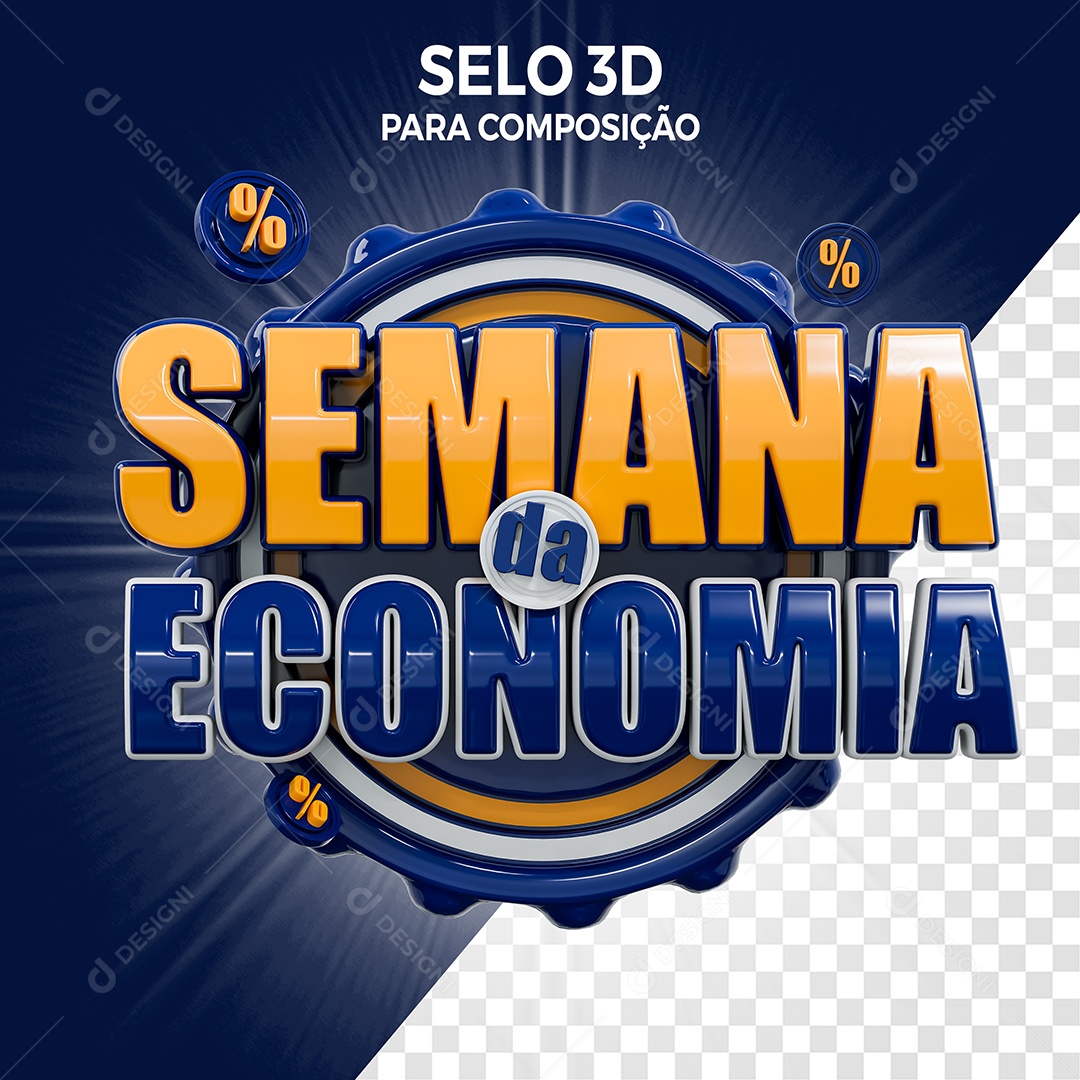 Semana da Economia Selo 3D para Composição PSD