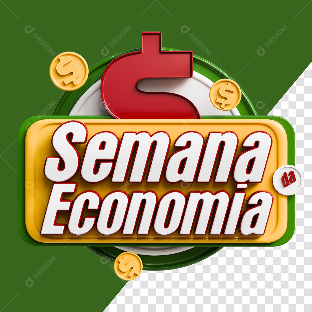 Semana da Economia Selo 3D para Composição PSD