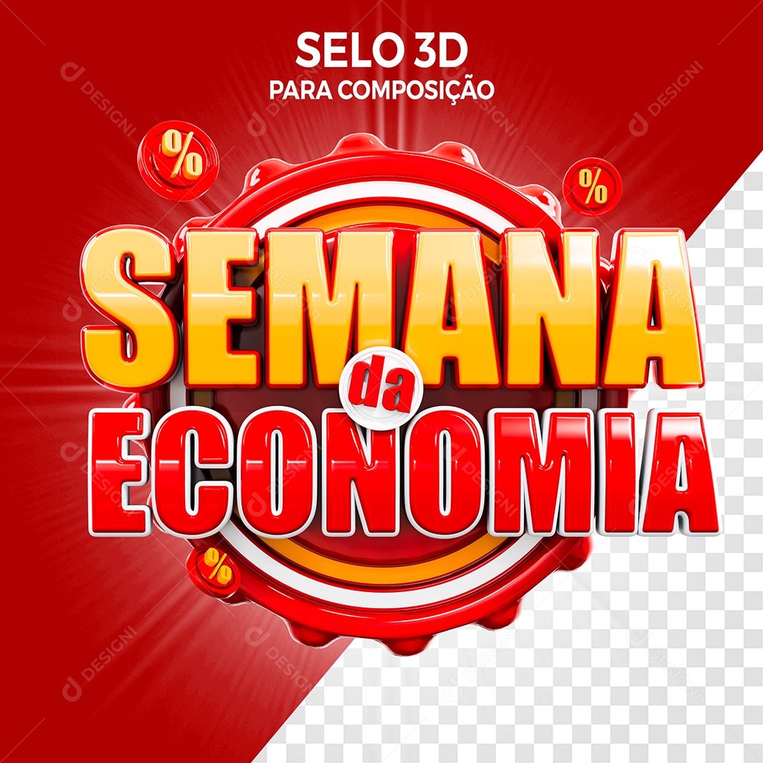 Semana da Economia Selo 3D para Composição PSD
