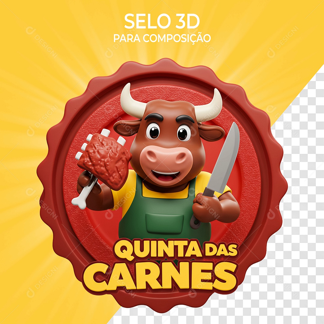 Quinta das Carnes Selo 3D para Composição PSD