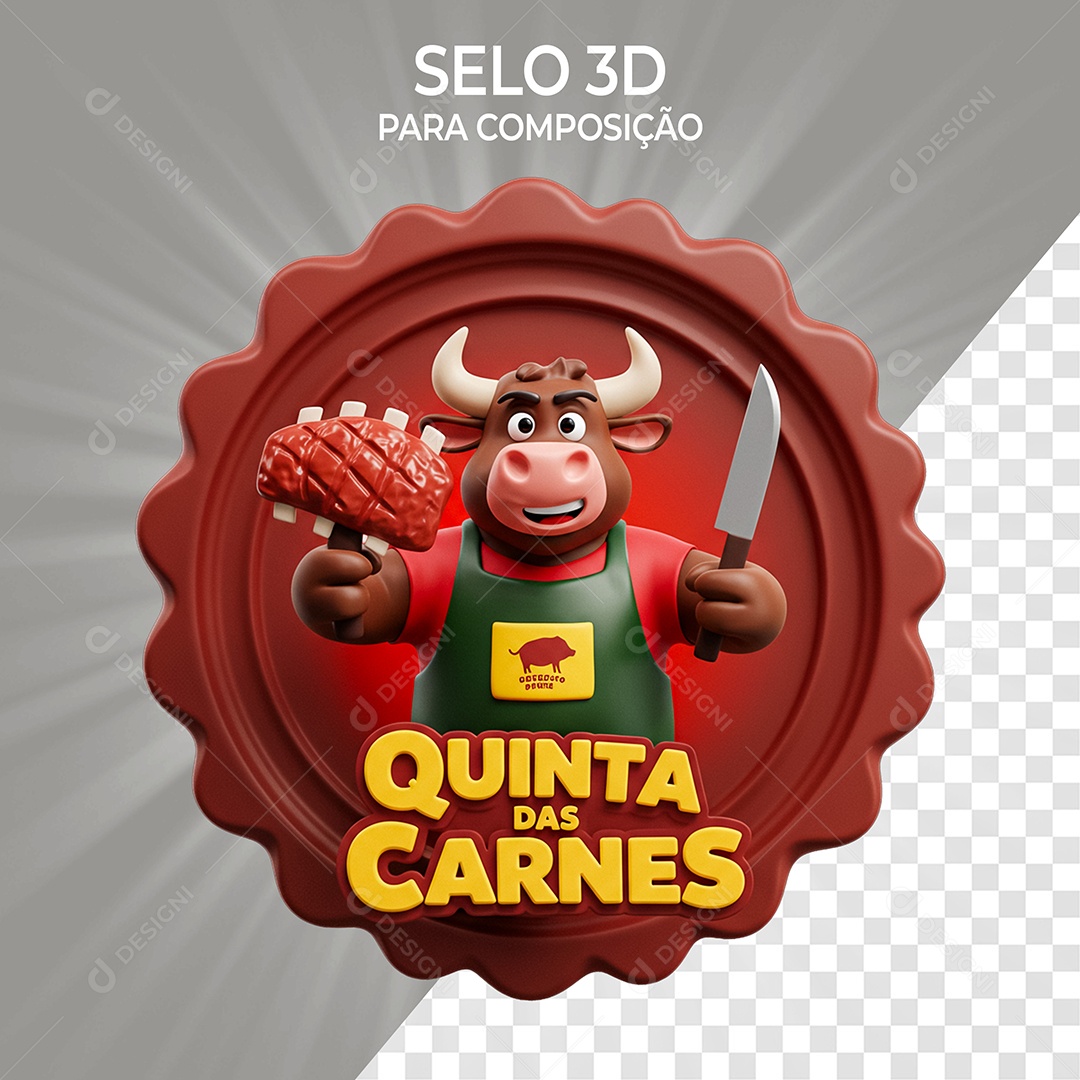 Quinta das Carnes Selo 3D para Composição PSD