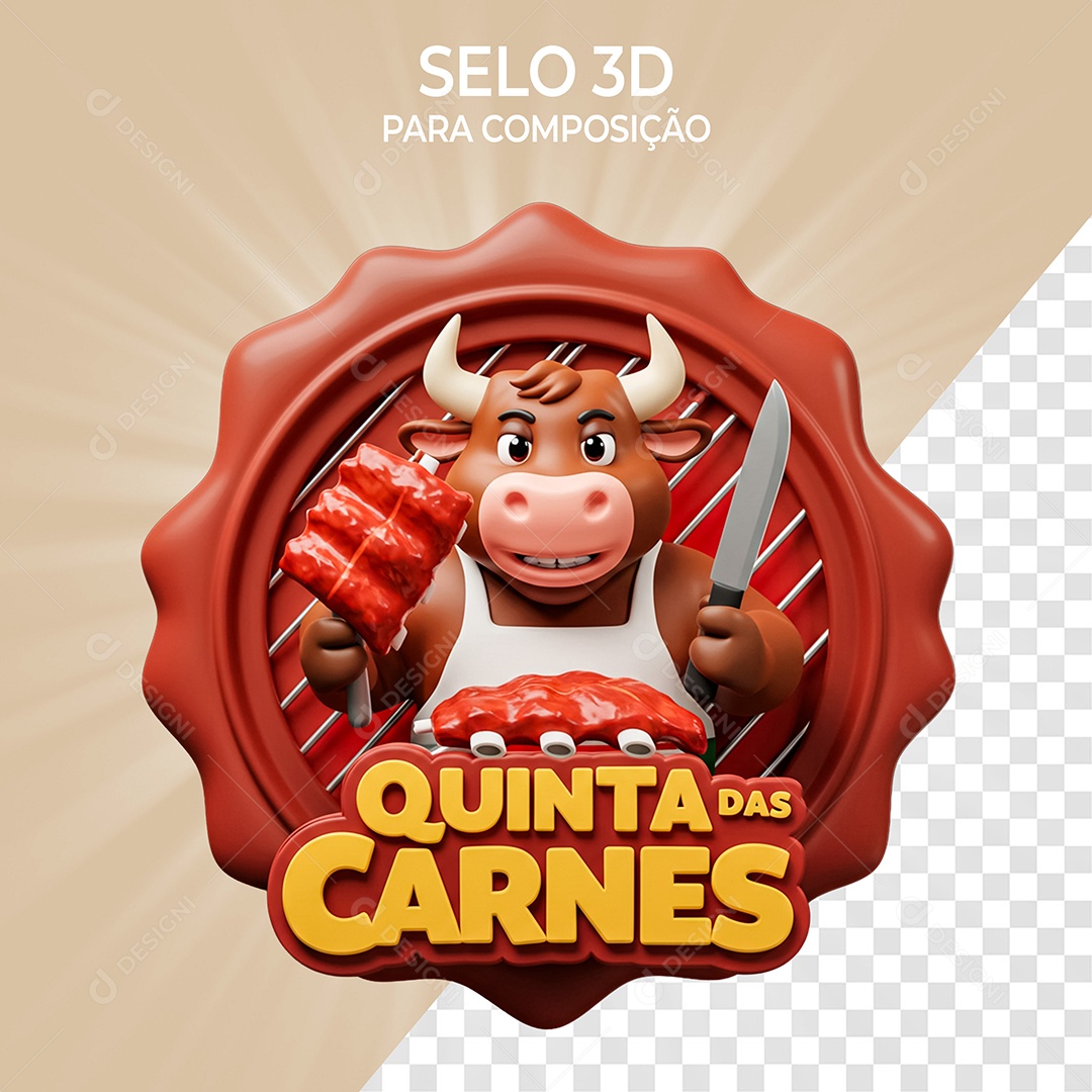 Quinta das Carnes Selo 3D para Composição PSD