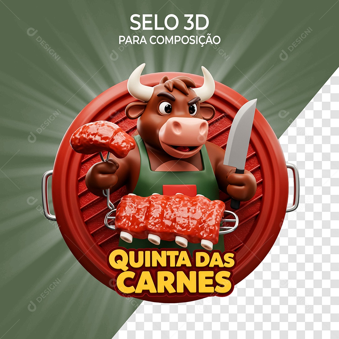 Quinta das Carnes Selo 3D para Composição PSD