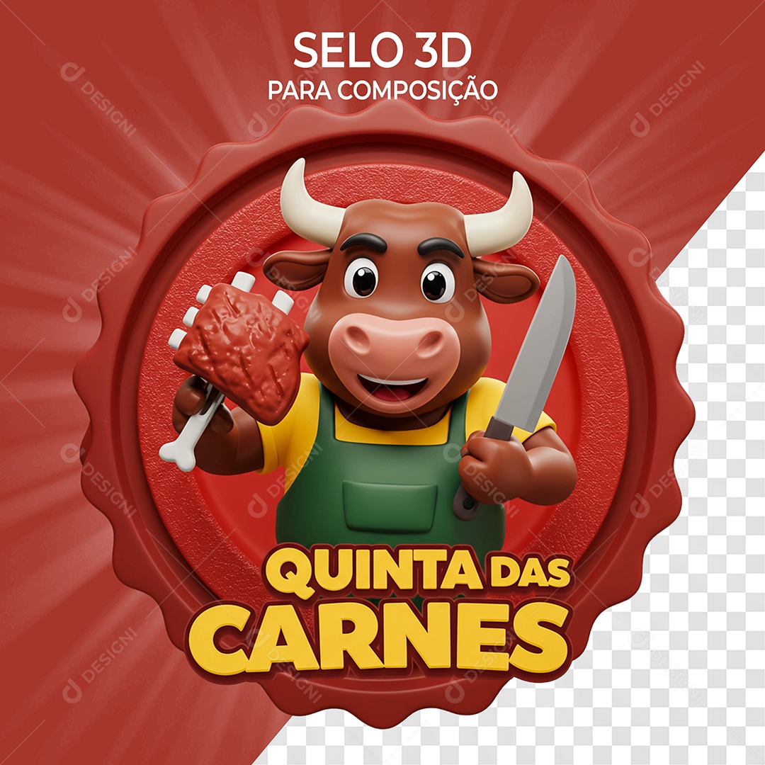 Quinta das Carnes Selo 3D para Composição PSD