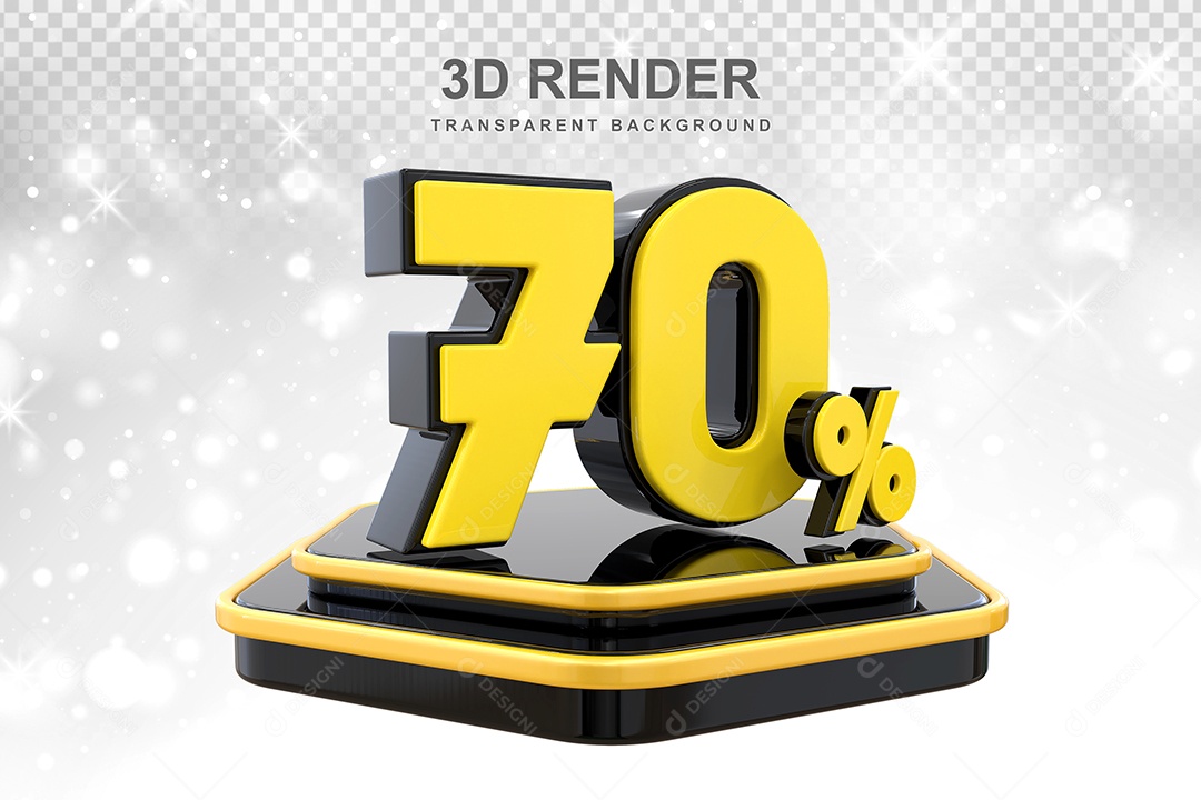 Número % Elemento 3D Amarelo  E Preto para Composição PSD