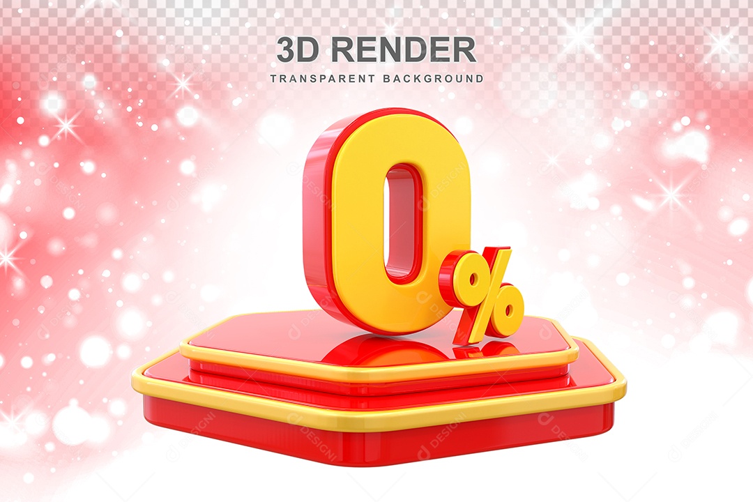 Número 0 Elemento 3D Amarelo E Vermelho para Composição PSD