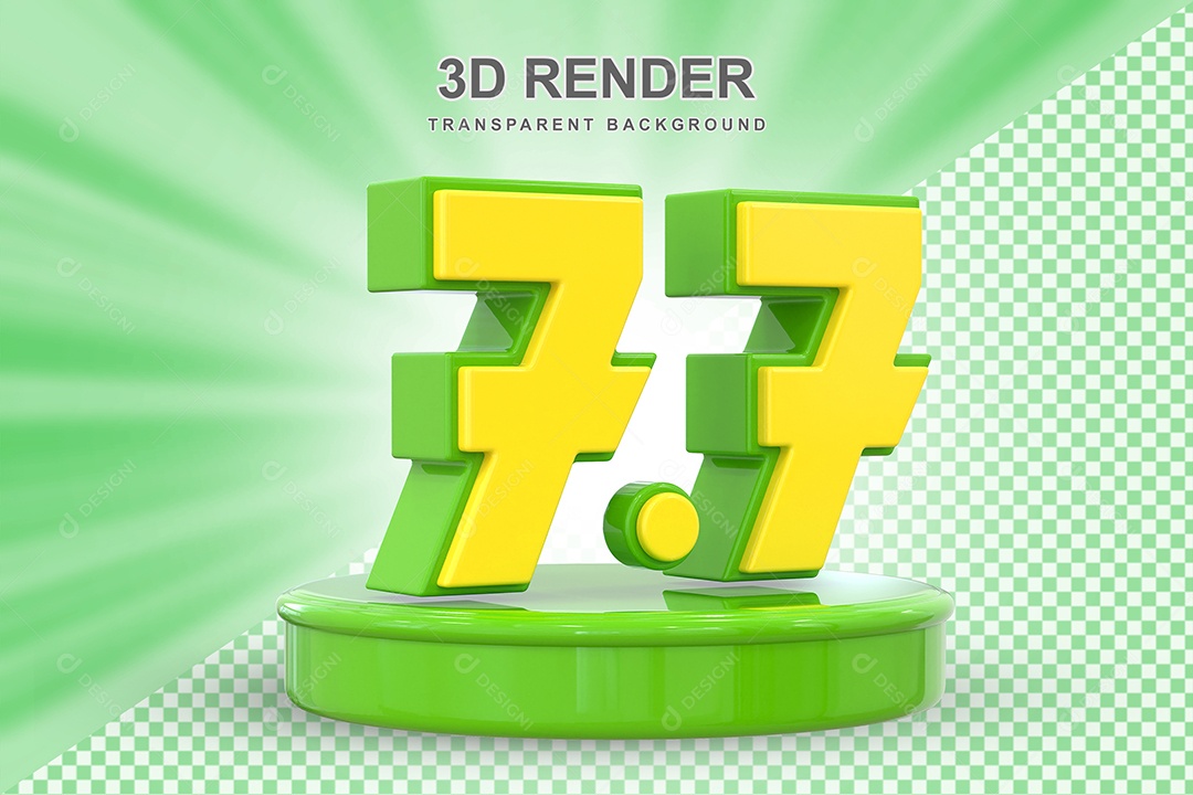 Número  Elemento 3D Dourado E Verde para Composição PSD