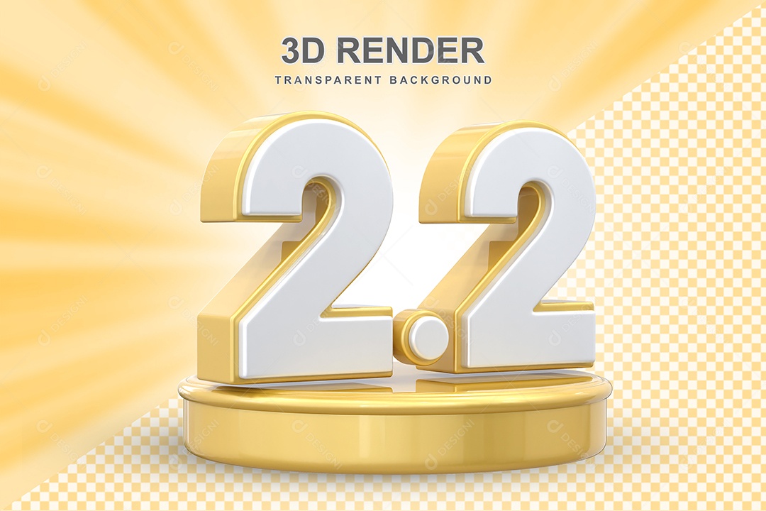 Número 1.1 Elemento 3D Dourado E Branco para Composição PSD