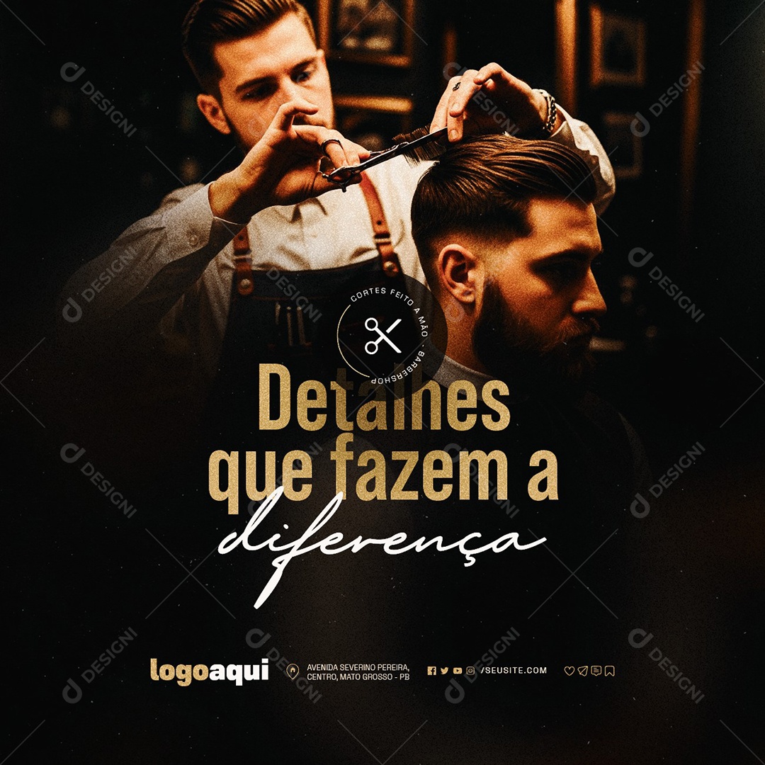 Barbearia Detalhes Que Fazem a Diferença Social Media PSD Editável