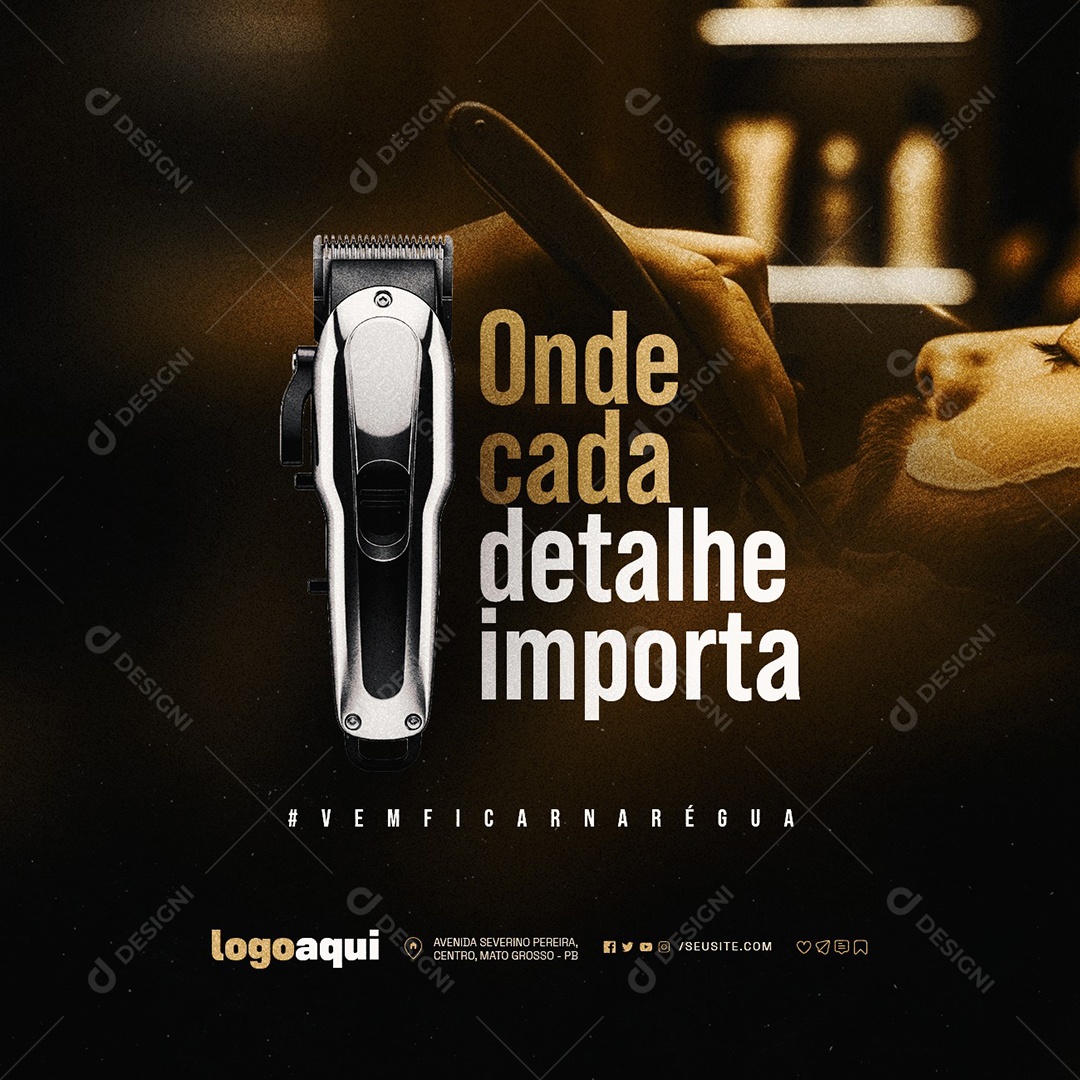 Barbearia Onde Cada Detalhe Importa Social Media PSD Editável