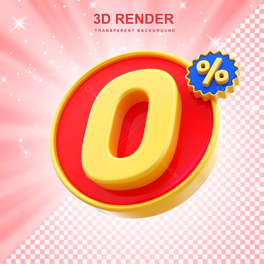Número de Desconto 7% Elemento 3D Amarelo E Vermelho para Composição PSD