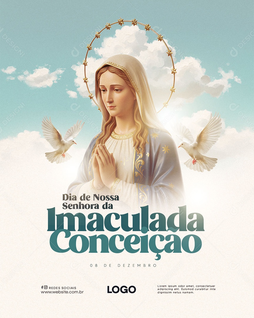 Dia de Nossa Senhora Da Imaculada Conceição 8 de Dezembro Social Media PSD Editável