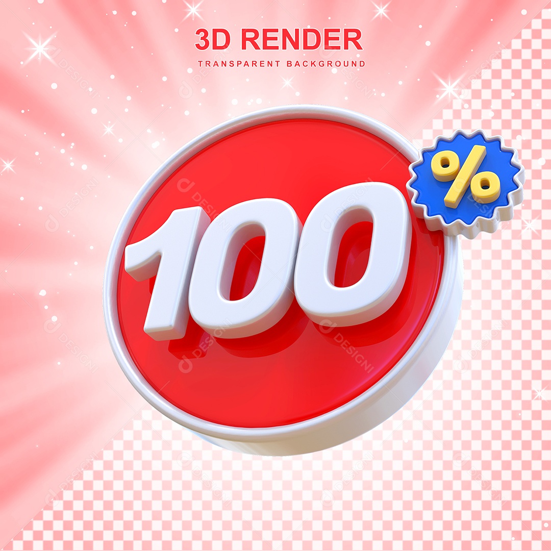 Número de Desconto 95% Elemento 3D Vermelho E Branco para Composição PSD