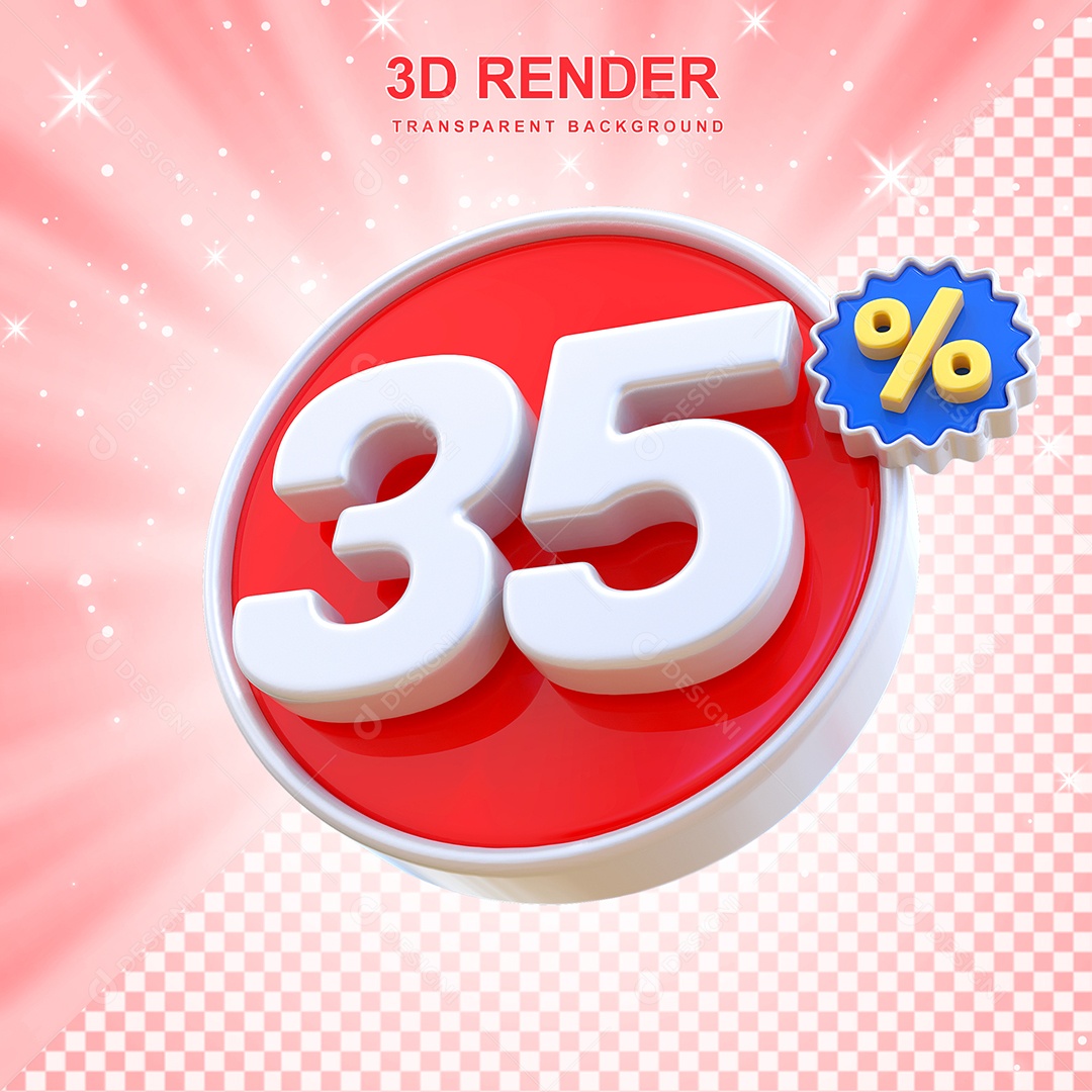 Número de Desconto 9% Elemento 3D Vermelho E Branco para Composição PSD