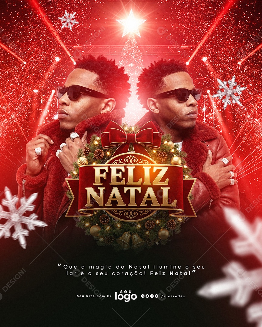 Flyer Feliz Natal Social Media Feed PSD Editável
