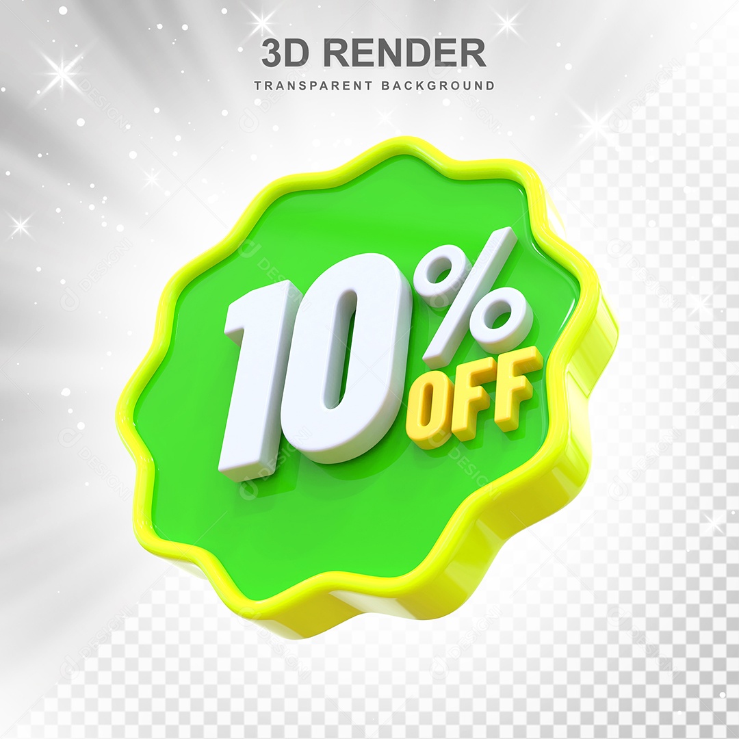 Número de Desconto 95% Elemento 3D Verde Amarelo E Branco para Composição PSD