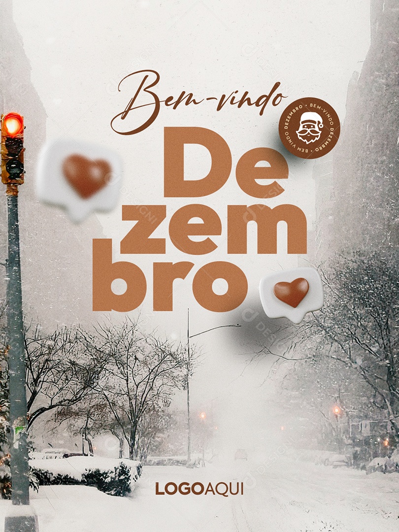 Social Media Bem Vindo Dezembro PSD Editável