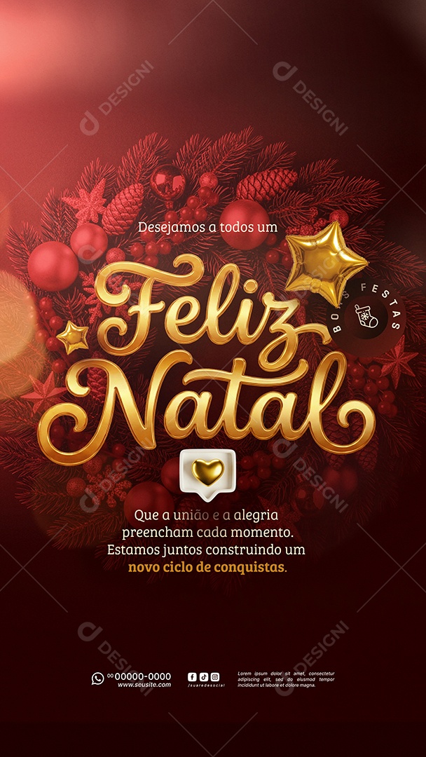 Story Feliz Natal 25 de Dezembro Social Media PSD Editável