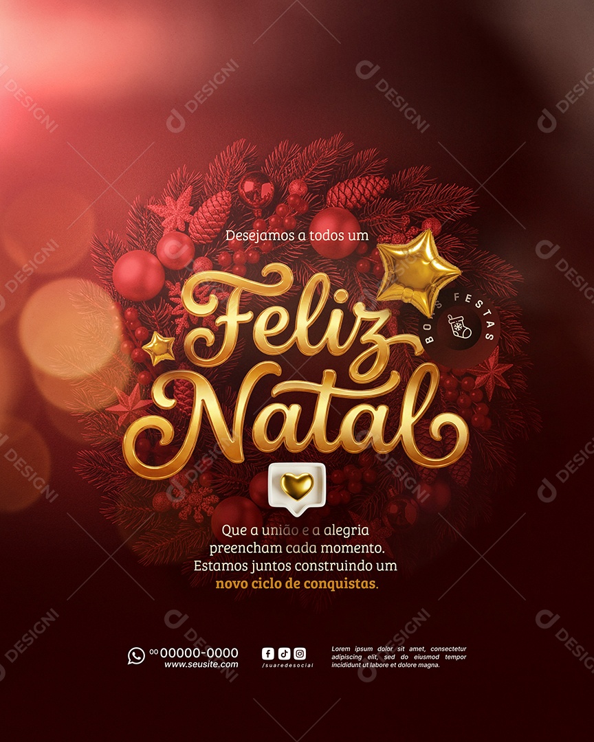 Feliz Natal 25 de Dezembro Social Media PSD Editável