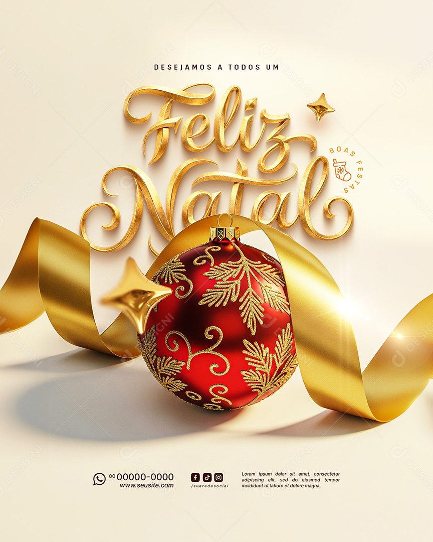 Feliz Natal 25 de Dezembro Social Media PSD Editável