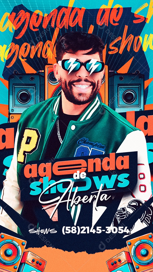Flyer Story Agenda de Shows Aberta Social Media PSD Editável