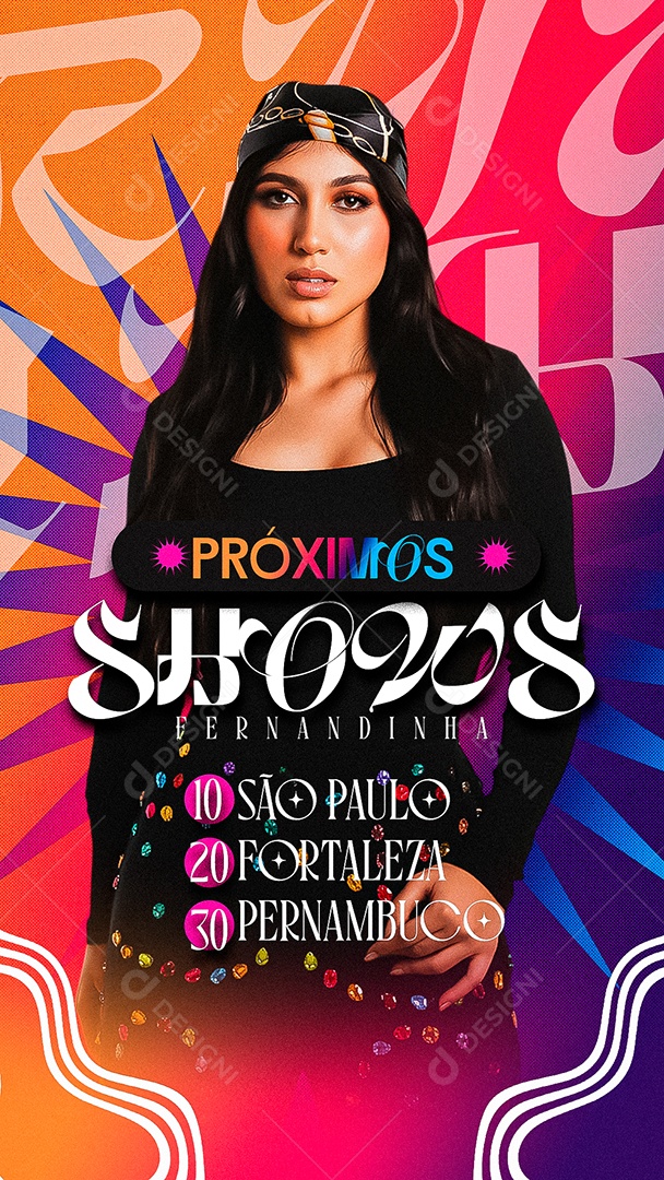 Flyer Story Próximos Shows Fernadinha Social Media PSD Editável