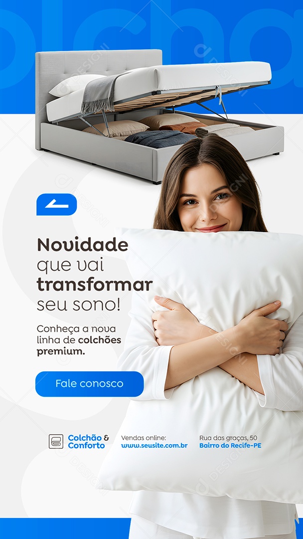 Story Loja de Colchões Novidade Que Vai Transformar seu Sono Social Media PSD Editável