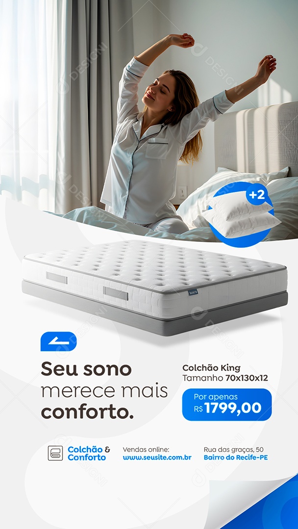 Story Loja de Colchões Seu Sono Merece Mais Conforto Social Media PSD Editável