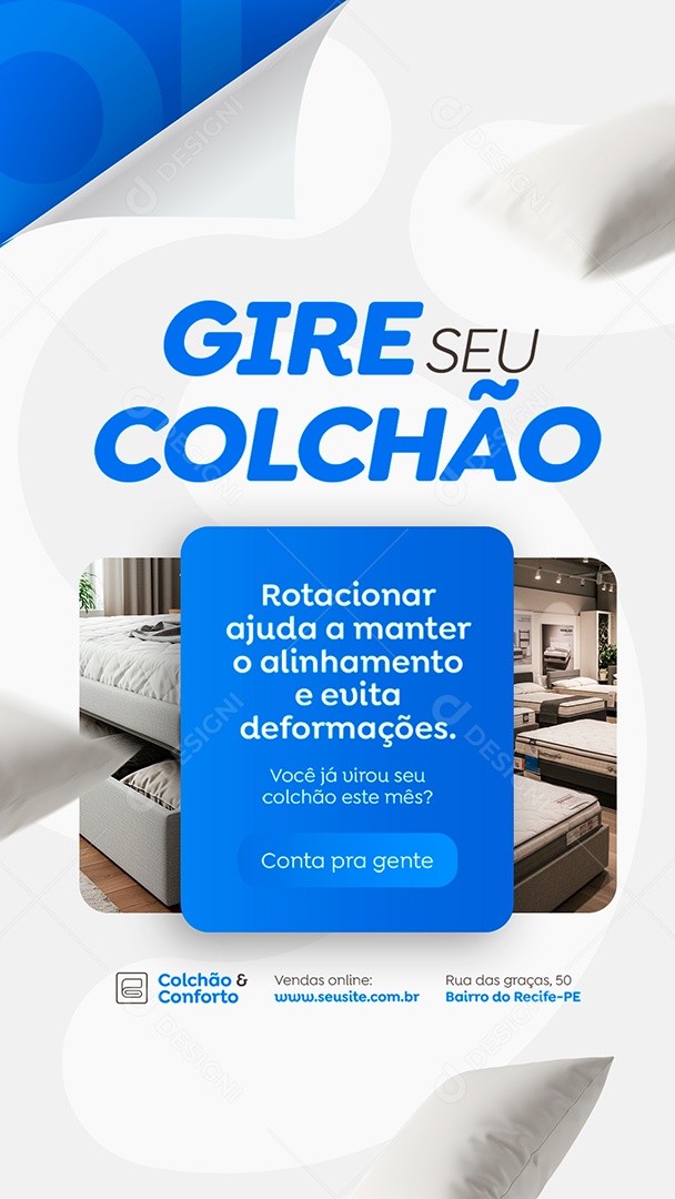 Story Loja de Colchões Gire Seu Colchão Social Media PSD Editável