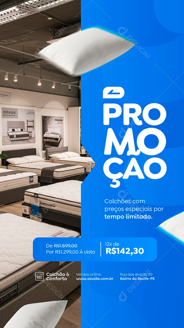 Story Loja de Colchões Promoção Social Media PSD Editável