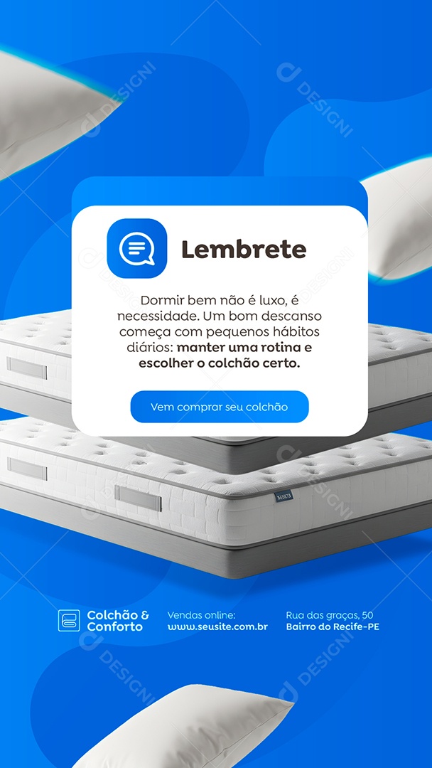 Story Loja de Colchões Lembrete Social Media PSD Editável