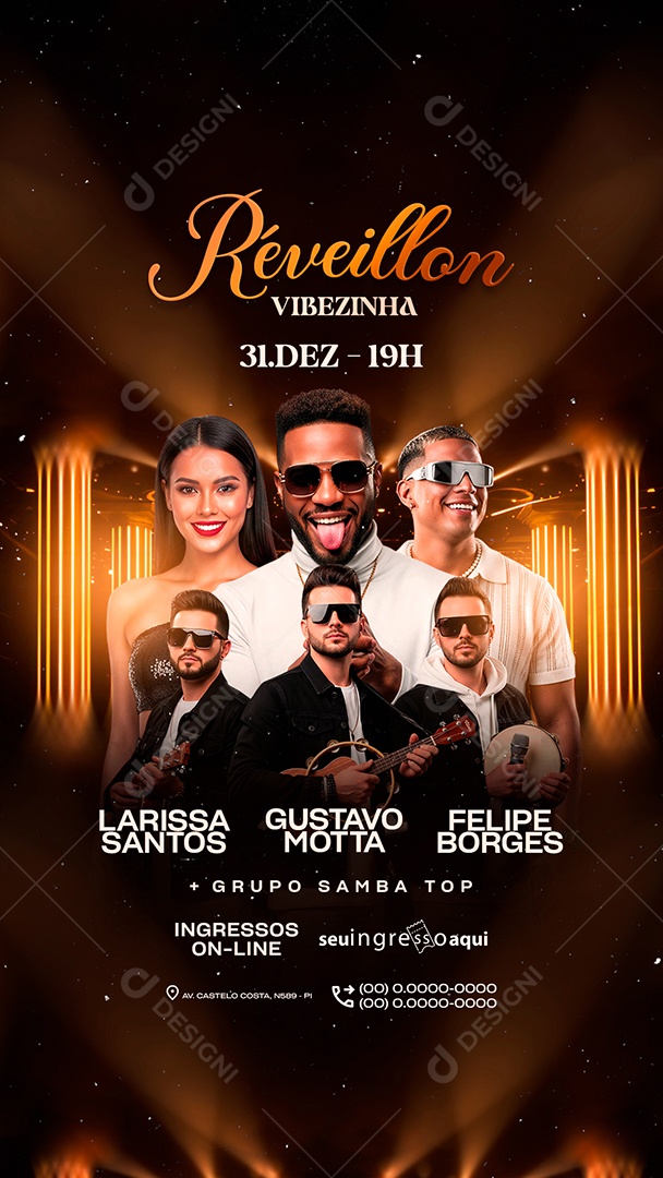 Story Flyer Próximos Shows Réveillon Vibezinha Social Media PSD Editável