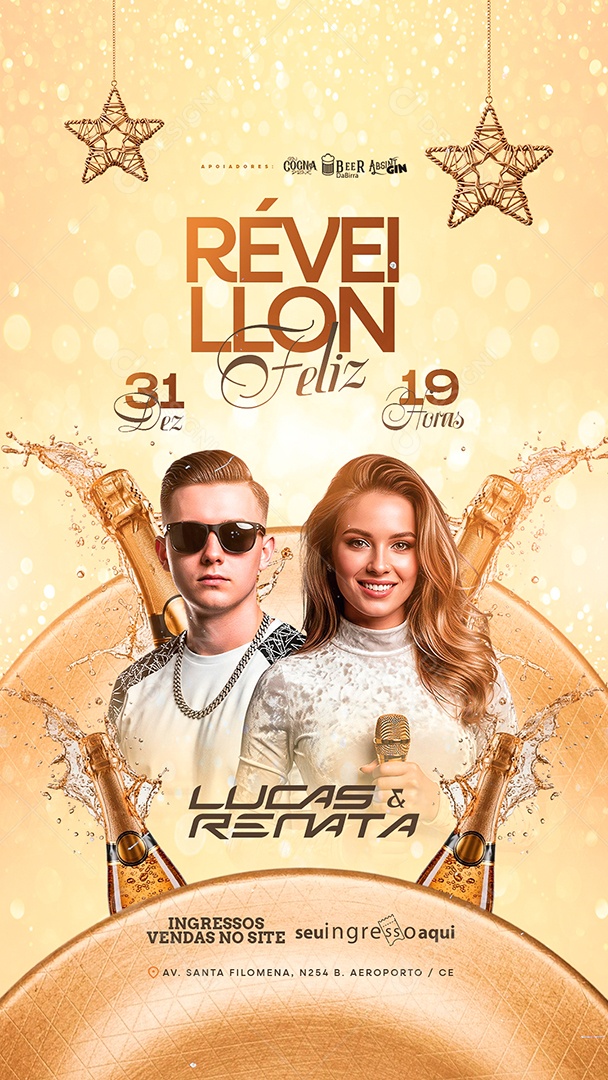 Story Flyer Próximos Shows Réveillon Feliz Social Media PSD Editável