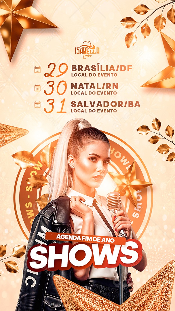 Story Flyer Próximos Shows Agenda Fim de Ano Isabella Lima Social Media PSD Editável